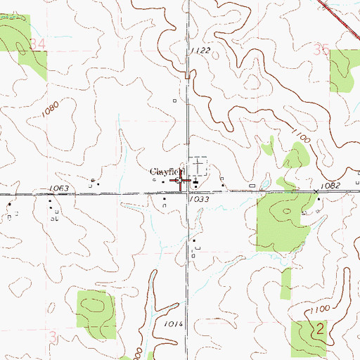 Topographic Map of Clayfield Church, WI
