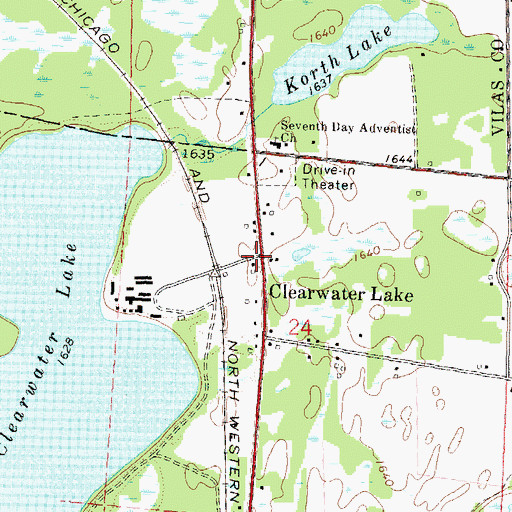 Topographic Map of Clearwater Lake, WI
