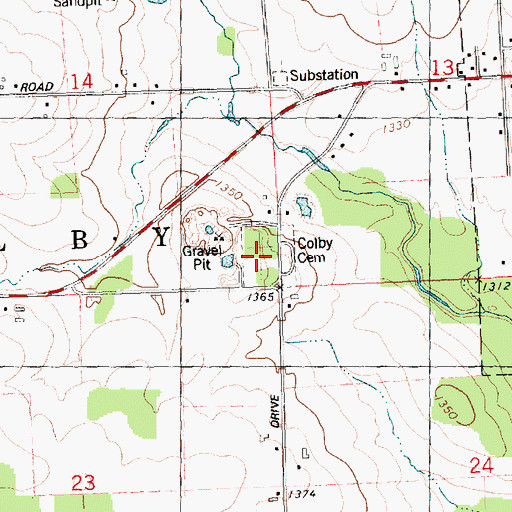 Topographic Map of Colby Cemetery, WI