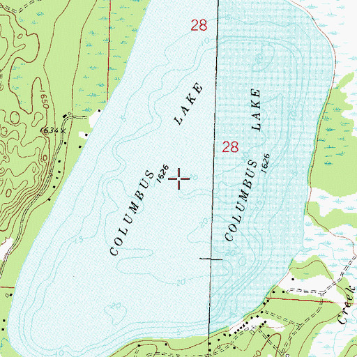 Topographic Map of Columbus Lake, WI