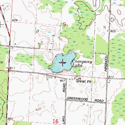 Topographic Map of Company Lake, WI