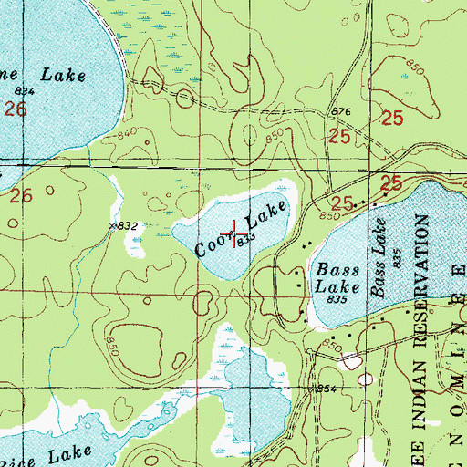 Topographic Map of Coon Lake, WI