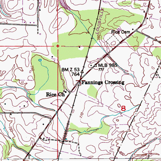 Topographic Map of Fannings Crossing, AL