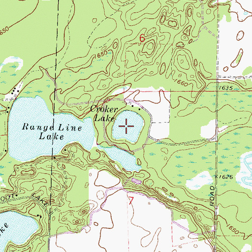 Topographic Map of Croker Lake, WI