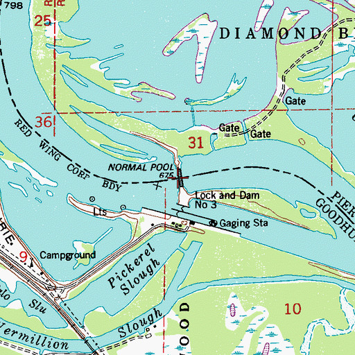 Topographic Map of Lock and Dam 3, WI