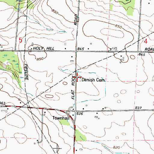 Topographic Map of Danish Cemetery, WI