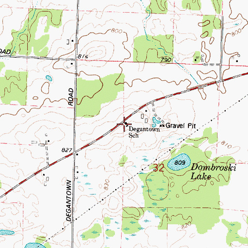 Topographic Map of Degantown School, WI