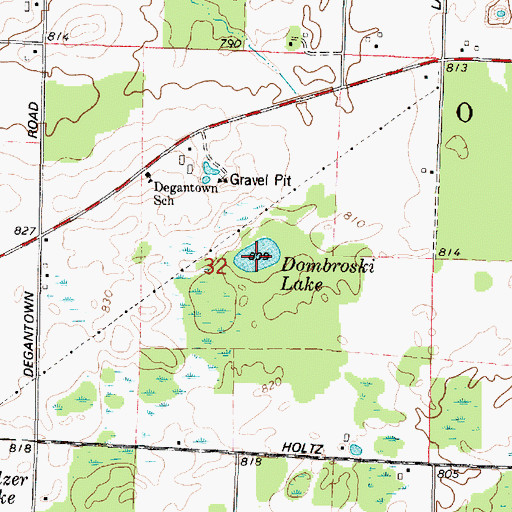 Topographic Map of Dombroski Lake, WI