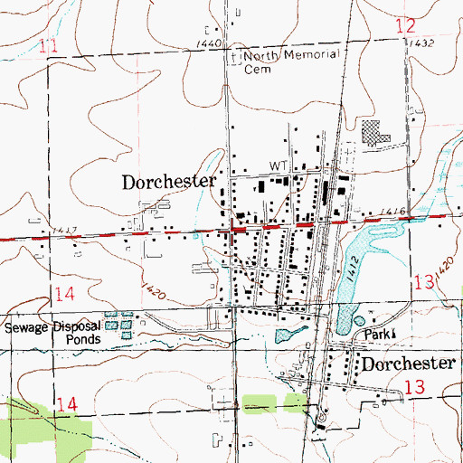 Topographic Map of Dorchester, WI