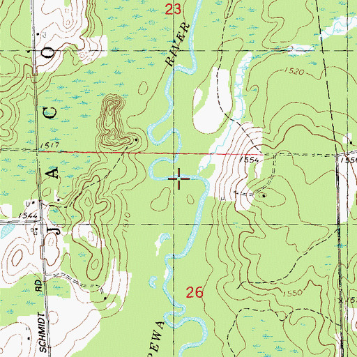 Topographic Map of Dorns Creek, WI