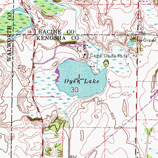 Topographic Map of Dyer Lake, WI