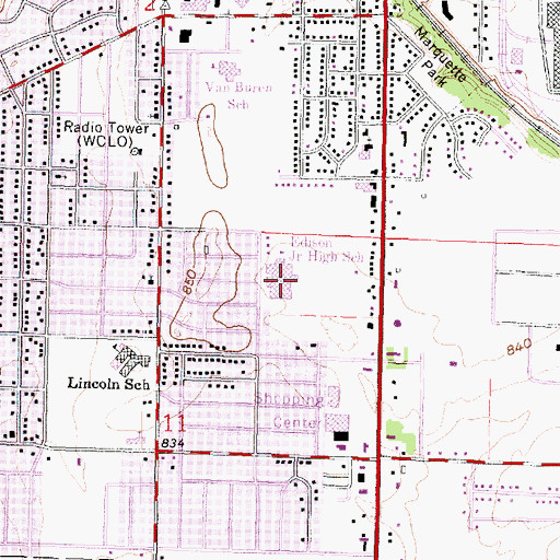 Topographic Map of Edison Middle School, WI