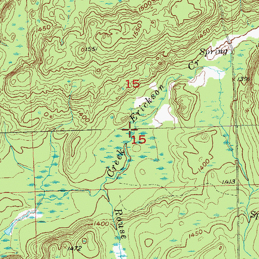Topographic Map of Erickson Creek, WI