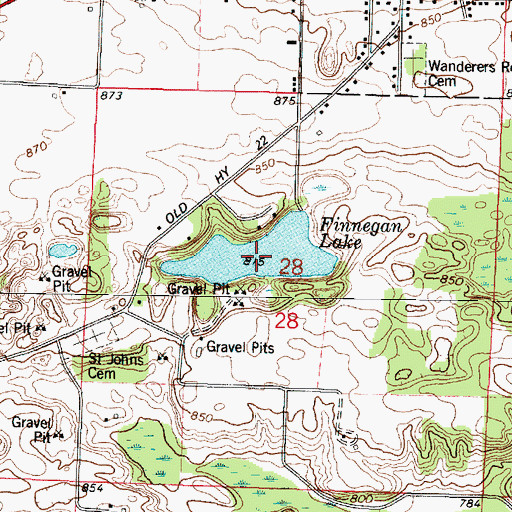 Topographic Map of Finnegan Lake, WI