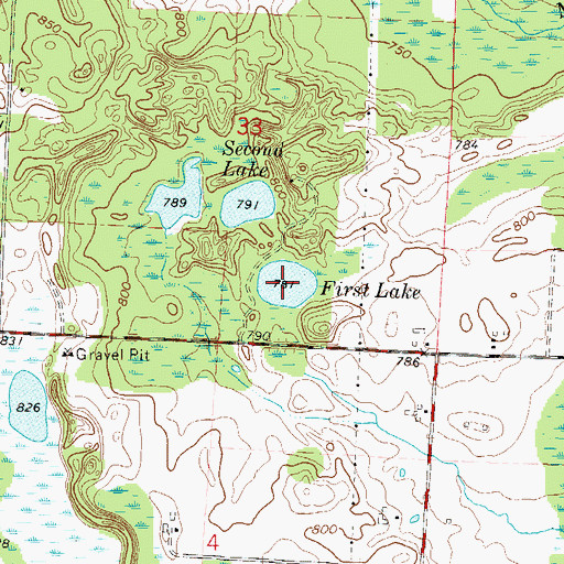 Topographic Map of First Lake, WI