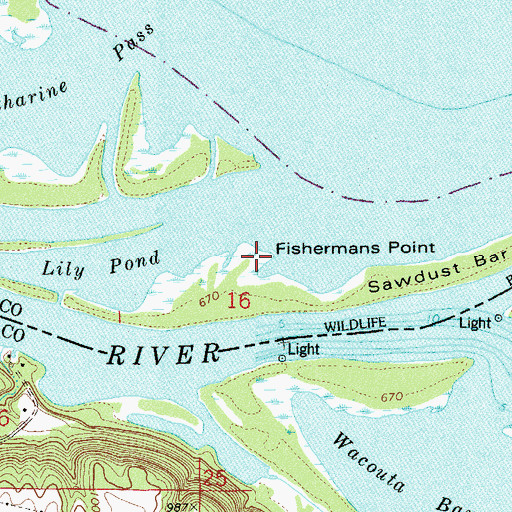 Topographic Map of Fishermans Point, WI