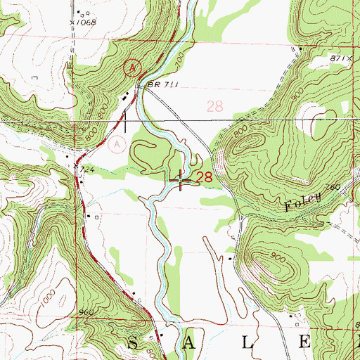 Topographic Map of Foley Branch, WI