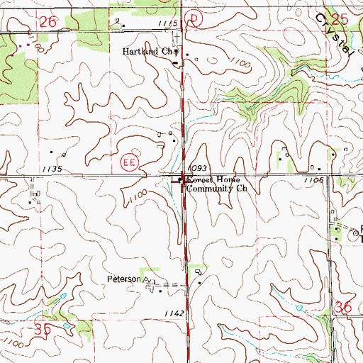 Topographic Map of Forest Home Community Church, WI