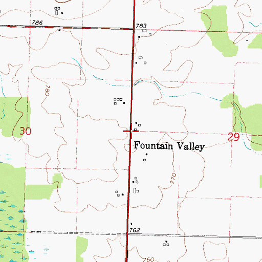Topographic Map of Fountain Valley, WI