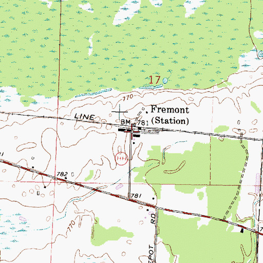 Topographic Map of Fremont Station, WI