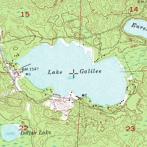 Topographic Map of Lake Galilee, WI