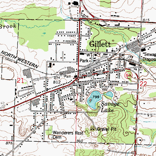 Topographic Map of Gillett, WI