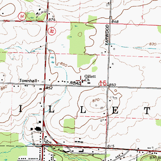 Topographic Map of Gillett Church, WI