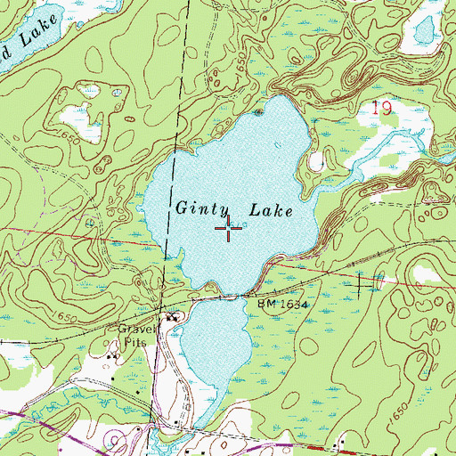 Topographic Map of Ginty Lake, WI