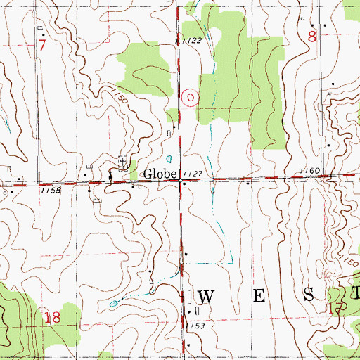 Topographic Map of Globe, WI