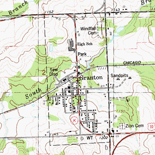 Topographic Map of Granton, WI
