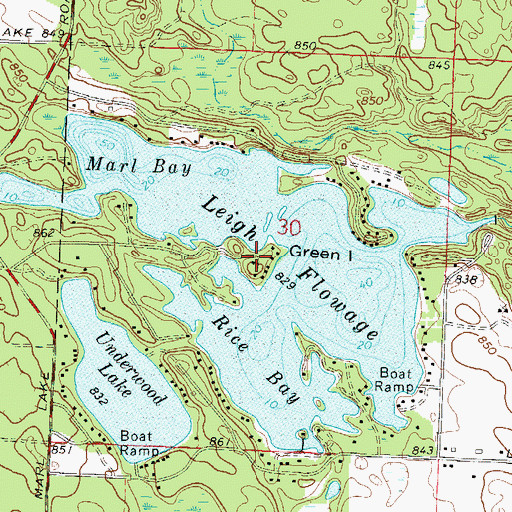 Topographic Map of Green Island, WI