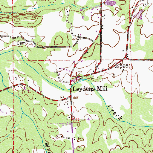 Topographic Map of Leydens Mill, AL