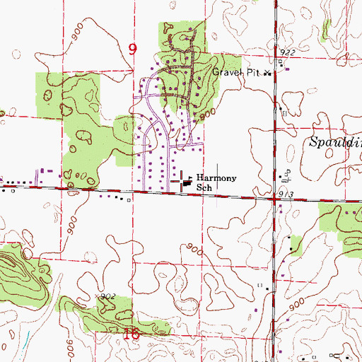 Topographic Map of Harmony Elementary School, WI