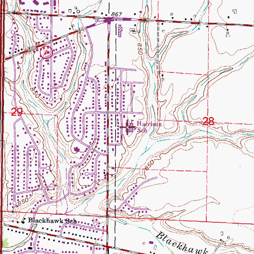 Topographic Map of Harrison Elementary School, WI