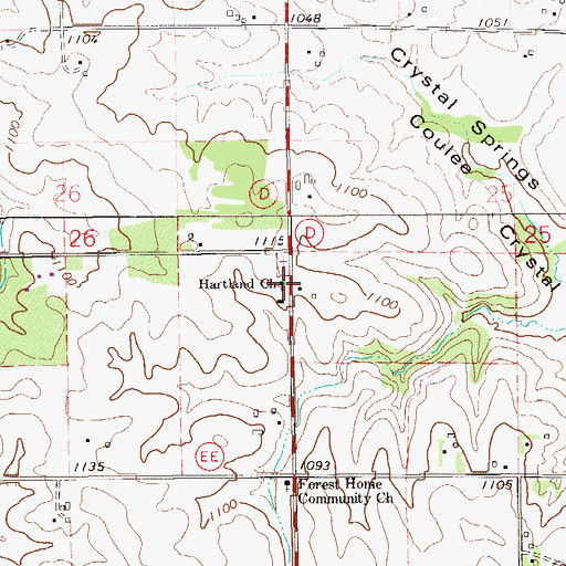 Topographic Map of Hartland Church, WI