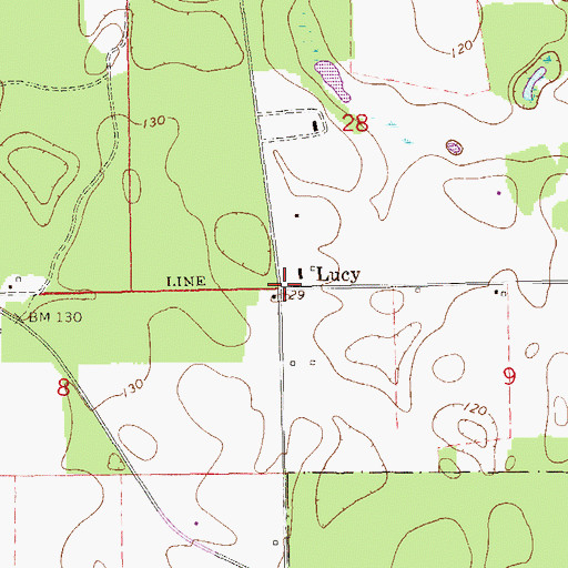 Topographic Map of Lucy, AL