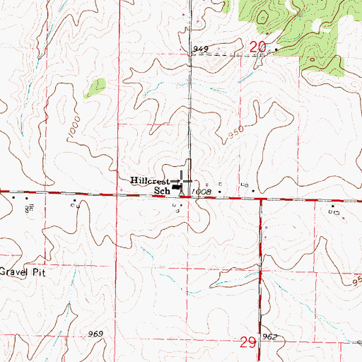 Topographic Map of Hillcrest School, WI