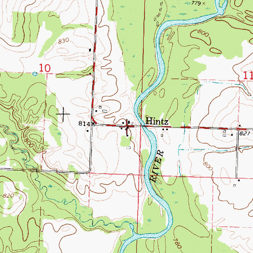 Topographic Map of Hintz, WI
