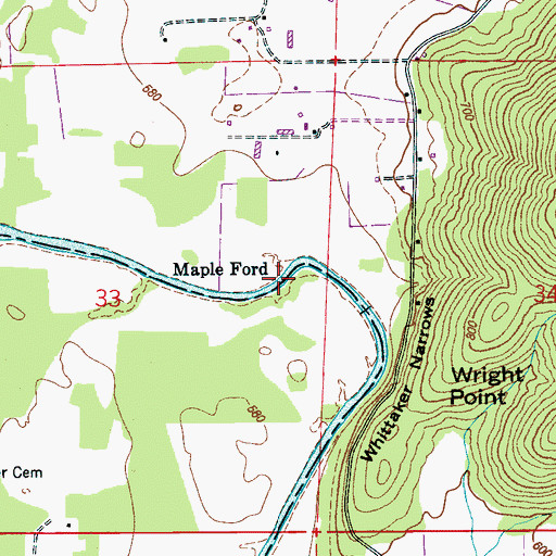 Topographic Map of Maple Ford, AL