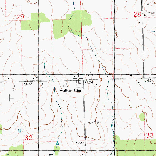 Topographic Map of Holton Cemetery, WI