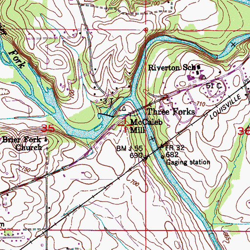Topographic Map of McCaleb Mill, AL
