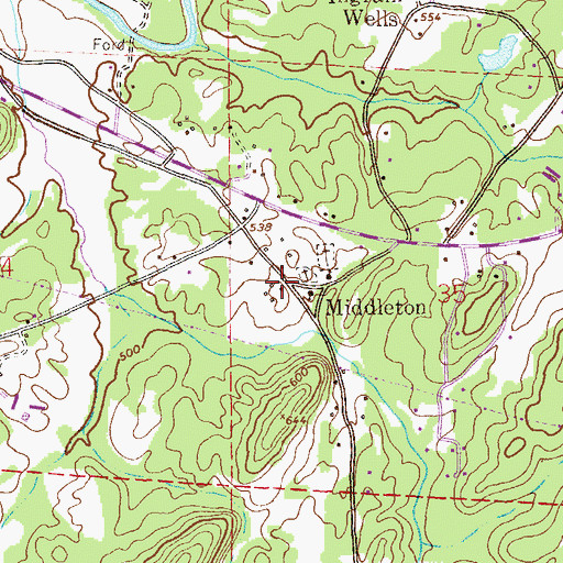 Topographic Map of Middleton, AL