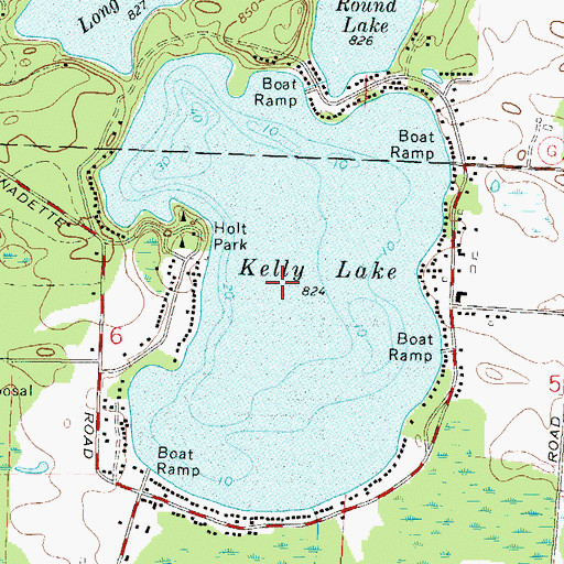 Topographic Map of Kelly Lake, WI