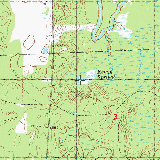 Topographic Map of Kempf Springs, WI
