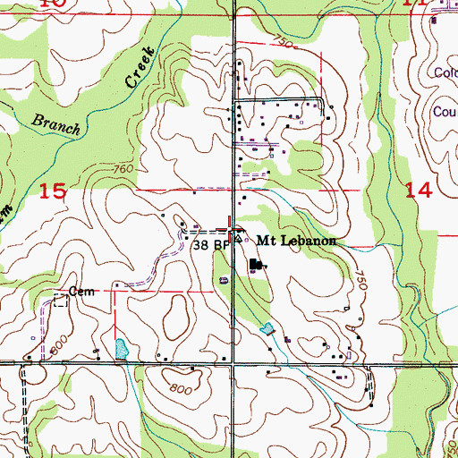 Topographic Map of Mount Lebanon, AL