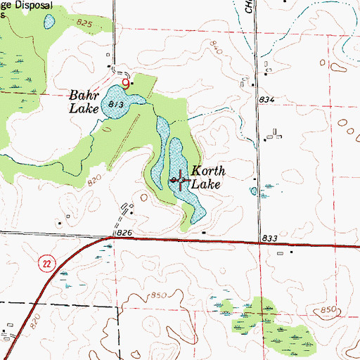 Topographic Map of Korth Lake, WI
