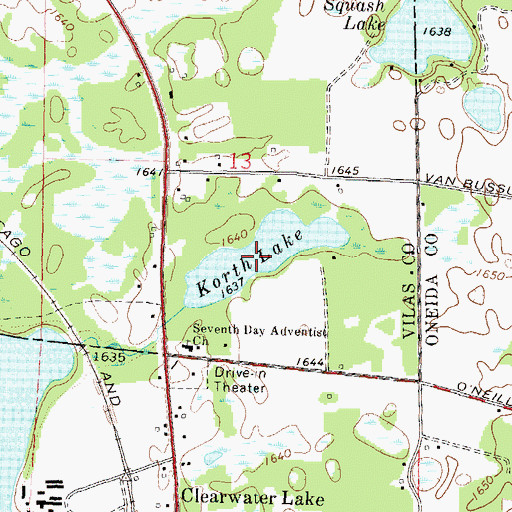 Topographic Map of Korth Lake, WI