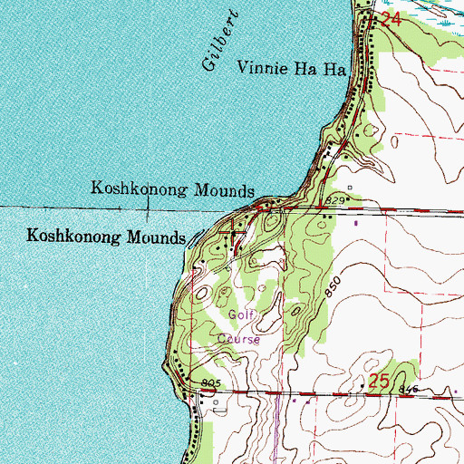 Topographic Map of Koshkonong Mounds, WI