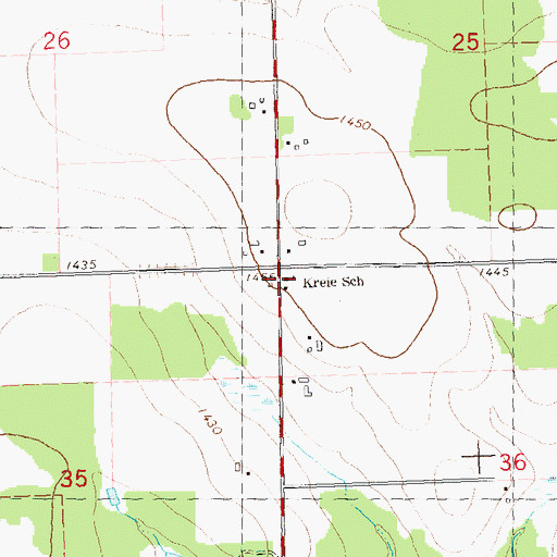 Topographic Map of Kreie School, WI