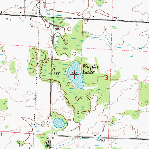 Topographic Map of Kuplic Lake, WI